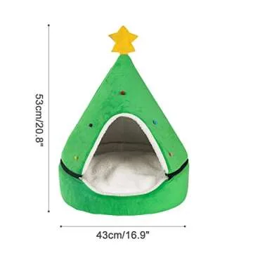 2 in 1 Cat Bed Cave Christmas Tree Nest House Cat Igloo Xmas Kitten Hut Hideout,Cute Pet Cave Beds for Small Dog or Bunny