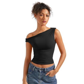 Trendy SUUKSESS Off Shoulder Crop Tank Top for Women