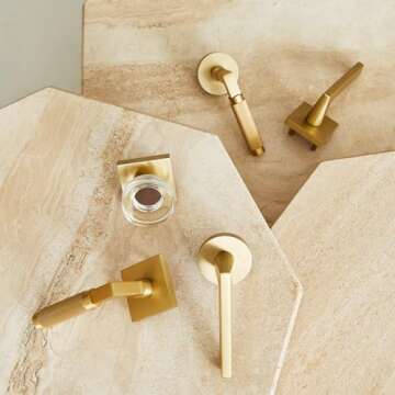 Explore Hardware Ibiza Model Solid Brass Lever Bed & Bath Privacy Door Lock, Satin Brass Gold