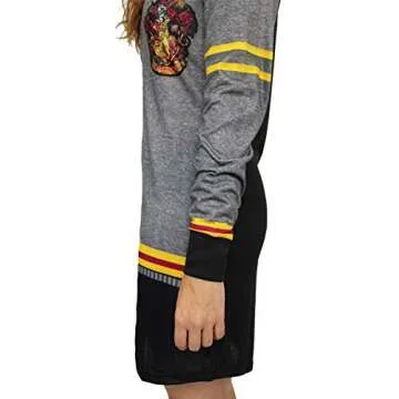 Harry Potter Hogwarts Gryffindor Women's Long Sleeve Nightgown Pajamas (X-Large, Black/Grey)