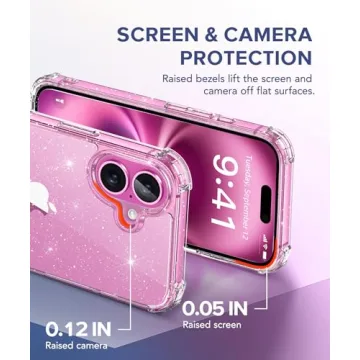 Glitter iPhone 16 Case with Screen & Camera Protectors