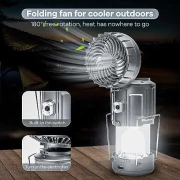 Camping Lantern with Fan & Solar Charging for Phones