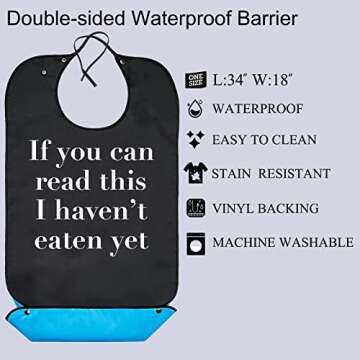 Funny Adult Bibs for Men Washable Reusable - Waterproof Adult Bibs for Eating with Crumb Catcher - A...