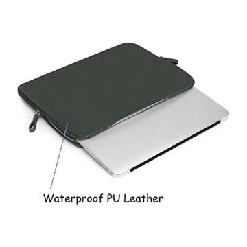 MOSISO Laptop Sleeve Bag Compatible with MacBook Air/Pro, 13-13.3 inch Notebook, Compatible with MacBook Pro 14 inch 2024-2021 M3 M2 M1, PU Leather Padded Bag Waterproof Case, Midnight Green