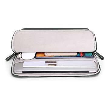 MOSISO Laptop Sleeve Bag Compatible with MacBook Air/Pro, 13-13.3 inch Notebook, Compatible with MacBook Pro 14 inch 2024-2021 M3 M2 M1, PU Leather Padded Bag Waterproof Case, Midnight Green