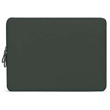 MOSISO Laptop Sleeve Bag Compatible with MacBook Air/Pro, 13-13.3 inch Notebook, Compatible with MacBook Pro 14 inch 2024-2021 M3 M2 M1, PU Leather Padded Bag Waterproof Case, Midnight Green