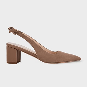 Juliet Holy Womens Pumps Pointed Toe Slip on Slingback Cute Bowknot Classic Chunky Block Heels