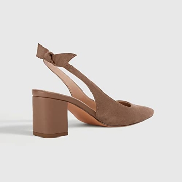 Juliet Holy Womens Pumps Pointed Toe Slip on Slingback Cute Bowknot Classic Chunky Block Heels