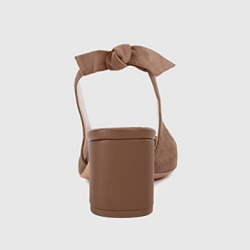 Juliet Holy Womens Pumps Pointed Toe Slip on Slingback Cute Bowknot Classic Chunky Block Heels