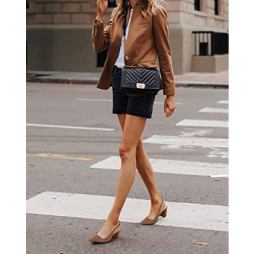 Juliet Holy Womens Pumps Pointed Toe Slip on Slingback Cute Bowknot Classic Chunky Block Heels