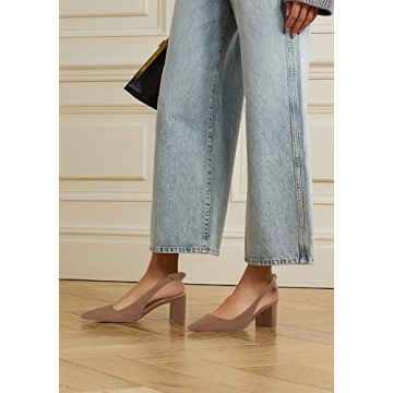 Juliet Holy Womens Pumps Pointed Toe Slip on Slingback Cute Bowknot Classic Chunky Block Heels