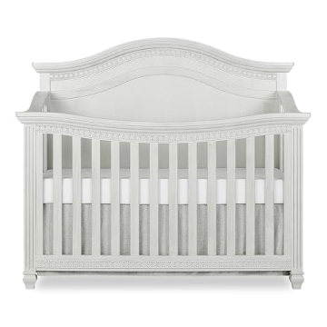 Evolur Madison 5-In-1 Curved Top Convertible Crib In Antique Grey Mist, Features 3 Mattress Height S...