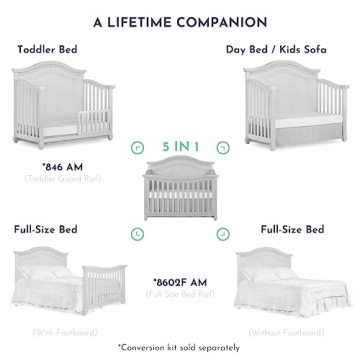 Elegant 5-In-1 Évolur Madison Crib in Antique Grey Mist