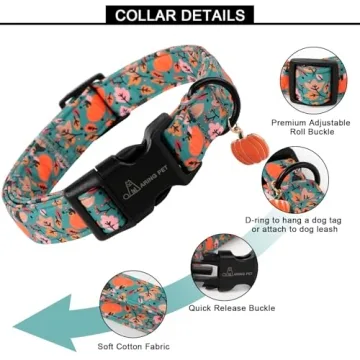 Cute Autumn Dog Collar for All Sizes with Quick Release