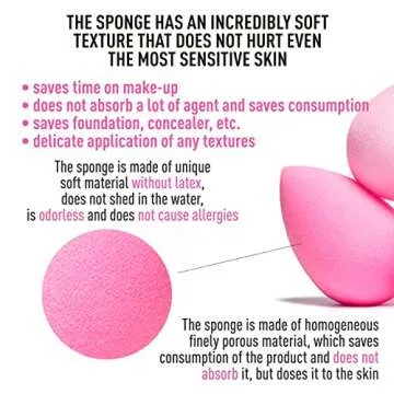 UNIITY ULTRA Soft MakeUp Sponge - Latex Free / Blending Beauty Sponge / Flawless for Liquid, Cream and Powder / Pink-colored Blender Sponge /