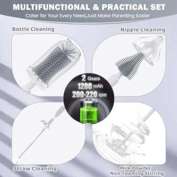 IvyWind Electric Baby Bottle Brush Set - Travel Friendly