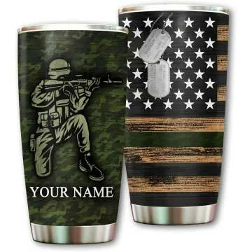 Custom US Army Tumbler Cup - Personalized 20oz Gift