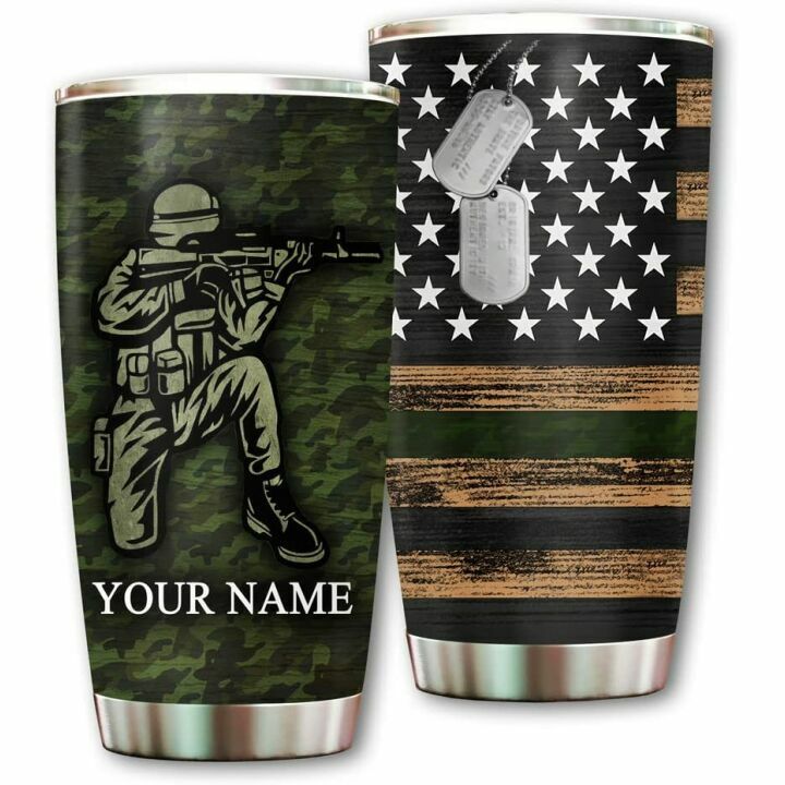 Custom US Army Tumbler Cup - Personalized 20oz Gift