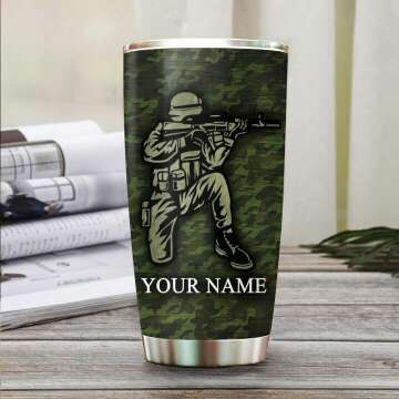 Custom US Army Tumbler Cup - Personalized 20oz Gift