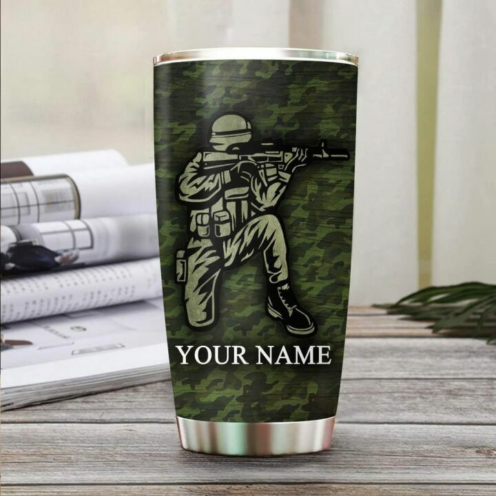 Custom US Army Tumbler Cup - Personalized 20oz Gift