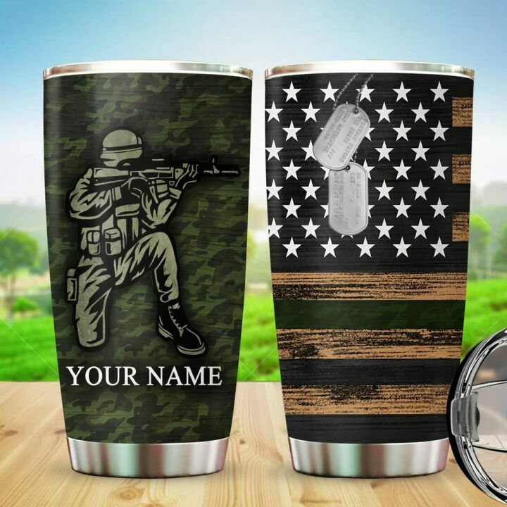 Custom US Army Tumbler Cup - Personalized 20oz Gift