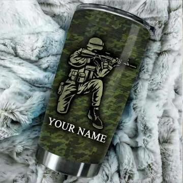 Custom US Army Tumbler Cup - Personalized 20oz Gift