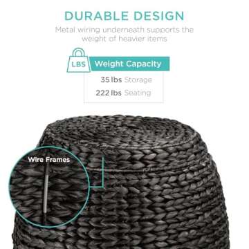 Best Choice Products Vintage Multipurpose Hyacinth Storage Basket, Plant Décor, Handwoven Organizer...