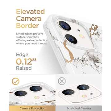 GVIEWIN for iPhone 12 Case and 12 Pro Case 6.1 Inch 2020, Marble Parttern Ultra Slim Thin Glossy Soft Durable TPU Shockproof Scratch-Proof Phone Protective Covers for Women (White)