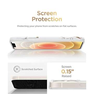 GVIEWIN for iPhone 12 Case and 12 Pro Case 6.1 Inch 2020, Marble Parttern Ultra Slim Thin Glossy Soft Durable TPU Shockproof Scratch-Proof Phone Protective Covers for Women (White)