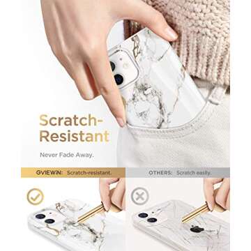 GVIEWIN for iPhone 12 Case and 12 Pro Case 6.1 Inch 2020, Marble Parttern Ultra Slim Thin Glossy Soft Durable TPU Shockproof Scratch-Proof Phone Protective Covers for Women (White)