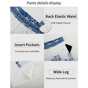 Gihuo Womens Boho Print Long Sleeve Top High Waist Shorts Sets 2 Piece Outfits Tropical Romper Summer Matching Set(Blue-S)