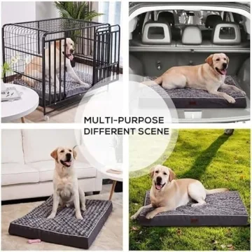 WESTERN HOME WH Large Dog Bed for Large Dogs, Dog Beds Large Sized Dog with Soft Rose Plush Removable Washable Cover, Orthopedic Egg Crate Foam Support and Non-Slip Bottom, Waterproof Pet Bed Mat