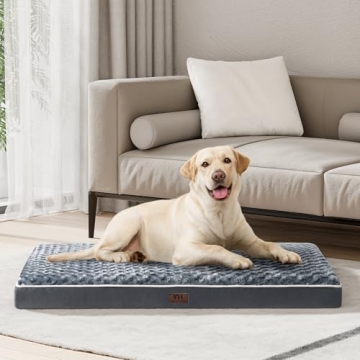 WESTERN HOME WH Large Dog Bed for Large Dogs, Dog Beds Large Sized Dog with Soft Rose Plush Removable Washable Cover, Orthopedic Egg Crate Foam Support and Non-Slip Bottom, Waterproof Pet Bed Mat
