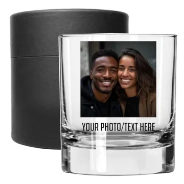 Personalized Printed Photo 11oz Whiskey Glass - Custom Father's Day Gifts, Bourbon Gifts for Men, Cu...