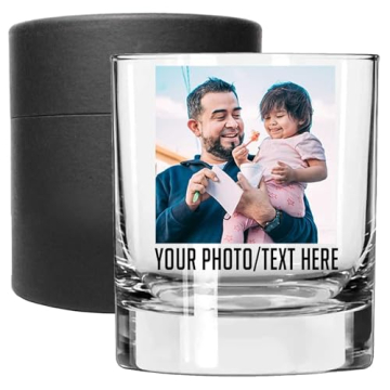 Personalized Printed Photo 11oz Whiskey Glass - Custom Father's Day Gifts, Bourbon Gifts for Men, Customized Gifts for Dad Picture Gifts, Gifts for Him, Boyfriend, Husband, Birthday, Groomsmen Gifts