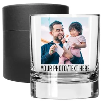 Personalized Printed Photo 11oz Whiskey Glass - Custom Father's Day Gifts, Bourbon Gifts for Men, Customized Gifts for Dad Picture Gifts, Gifts for Him, Boyfriend, Husband, Birthday, Groomsmen Gifts