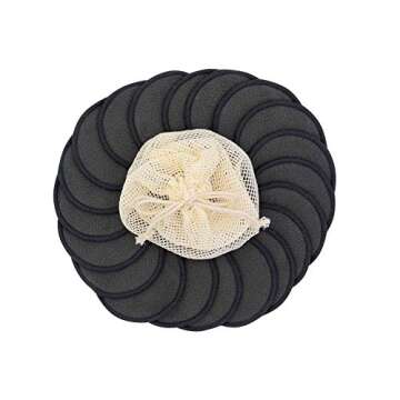 Chloven 25 Pack Charcoal Bamboo Reusable Makeup Remover Pads - Bamboo Reusable Cotton Rounds for Toner, Washable Eco-Friendly Pads for All Skin Types with Cotton Laundry Bag