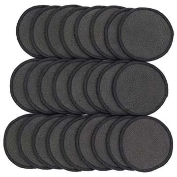 Chloven 25 Pack Charcoal Bamboo Reusable Makeup Remover Pads - Bamboo Reusable Cotton Rounds for Toner, Washable Eco-Friendly Pads for All Skin Types with Cotton Laundry Bag