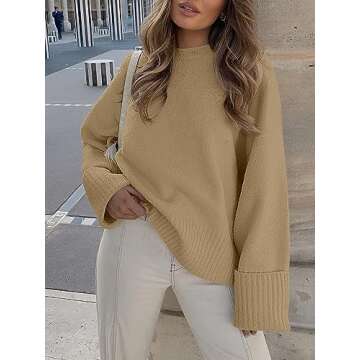 LOGENE Women's Cozy Oversized Crewneck Knit Sweater