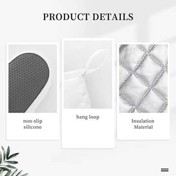 Oven Mitts and Pot Holders Marble White Gold Silicone Kitchen Accessories Set of 4 Heat Resistant Long Gloves Potholder Non-Slip Grip for Chef Cooking,Baking,Grilling,BBQ