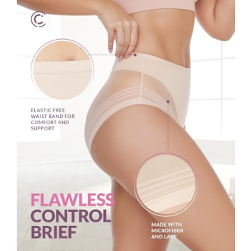 Curveez High Waisted Tummy Control Panties for Women