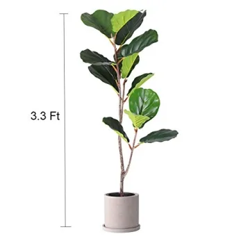 Fit Choice 3.33 Ft Fiddle Leaf Fig Artificial Tree - Polyester, No Watering Needed, Durable Quality