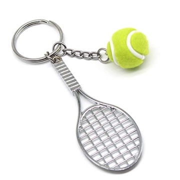 Leprato Tennis Keychain Mini Metal Tennis Keychains Cute Tennis Racket Ball Keychain Perfect Gifts