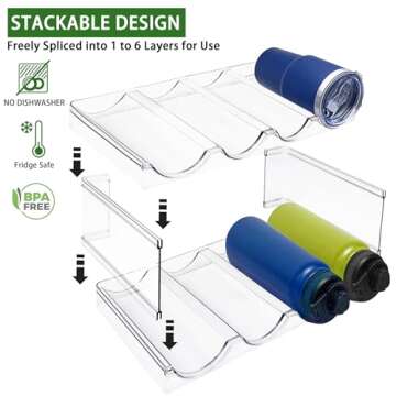 Spaclear 3 Pack Water Bottle Organizer, Stackable Kitchen Home Pantry Organization and Storage Rack, Plastic Water Bottle Holder for Kitchen Cabinet Organizer and Storage, Tumbler Mug Cup Organizer