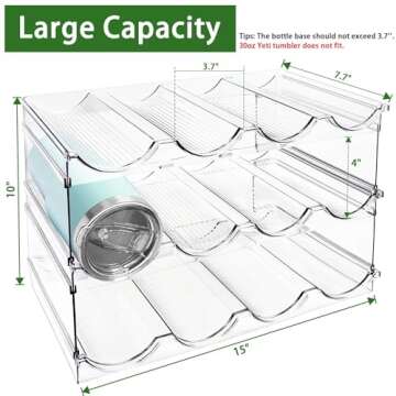 Spaclear 3 Pack Water Bottle Organizer, Stackable Kitchen Home Pantry Organization and Storage Rack, Plastic Water Bottle Holder for Kitchen Cabinet Organizer and Storage, Tumbler Mug Cup Organizer