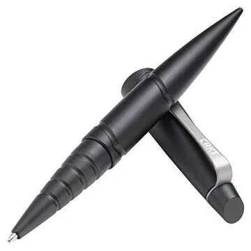 CRKT Williams Tactical Pen 2: Low Profile, EDC Self Defense Survival Pens Made of Black Anodized Aluminum with Fisher Space Ink Cartridge, and Pocket Clip TPENWP