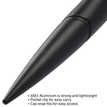 CRKT Williams Tactical Pen 2: Low Profile, EDC Self Defense Survival Pens Made of Black Anodized Aluminum with Fisher Space Ink Cartridge, and Pocket Clip TPENWP