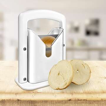 Versatile Bagel Slicer - Safe Grip Guillotine Cutter with Shield