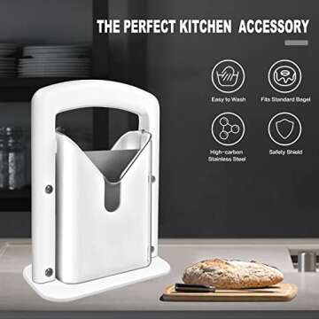 Bagel Slicer with Safety Shield and Stainless Steel Blade