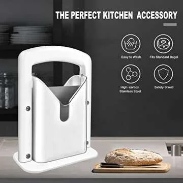Bagel Slicer with Safety Shield and Stainless Steel Blade